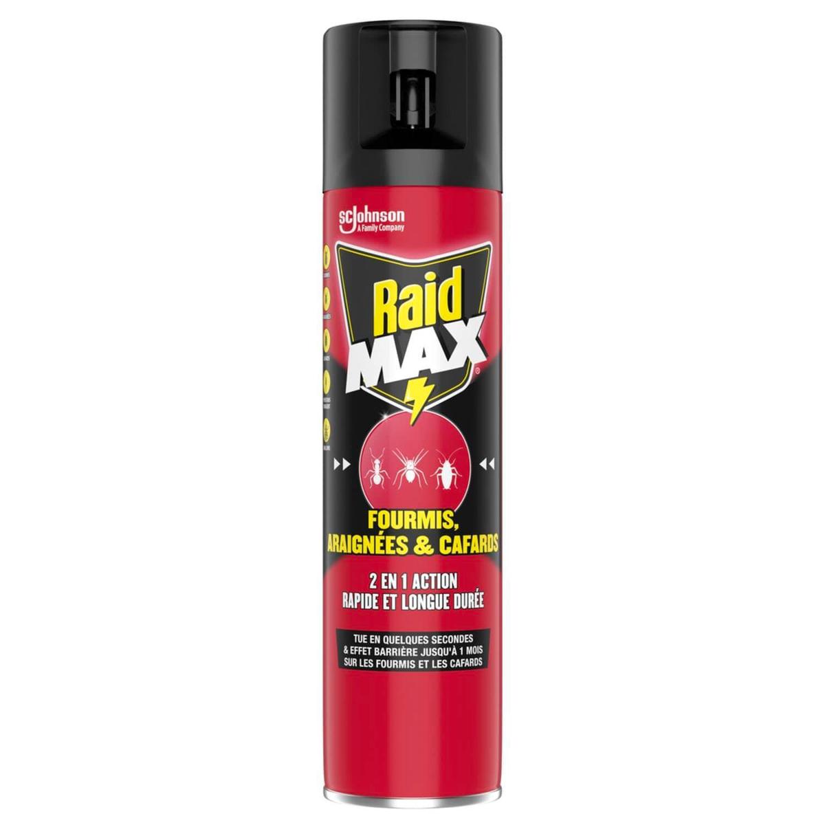 5000204342888 - Raid Max - Insecticide Aérosol 2en1 Fourmis Araignées et Cafards