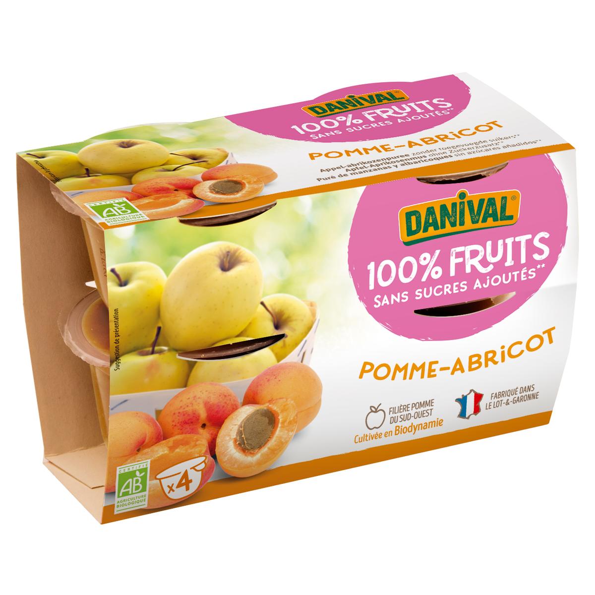 3431590013588 - Danival - Pomme abricot bio sans sucres ajoutés