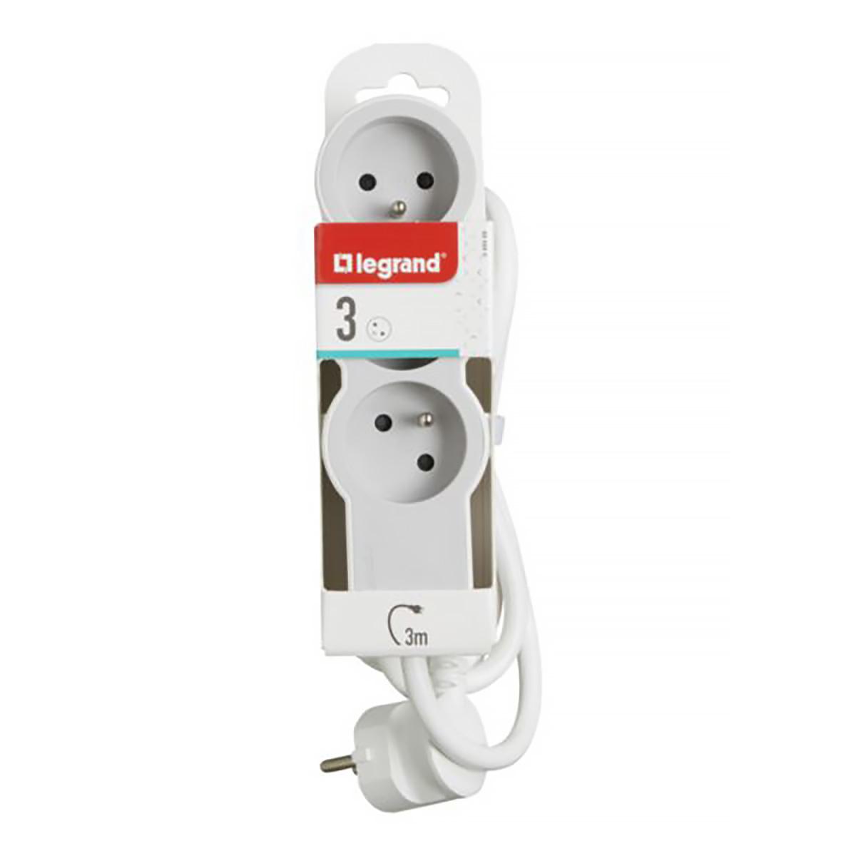 3414971943988 - Legrand - Rallonge multiprise extra-plate 3 prises de courant avec terre