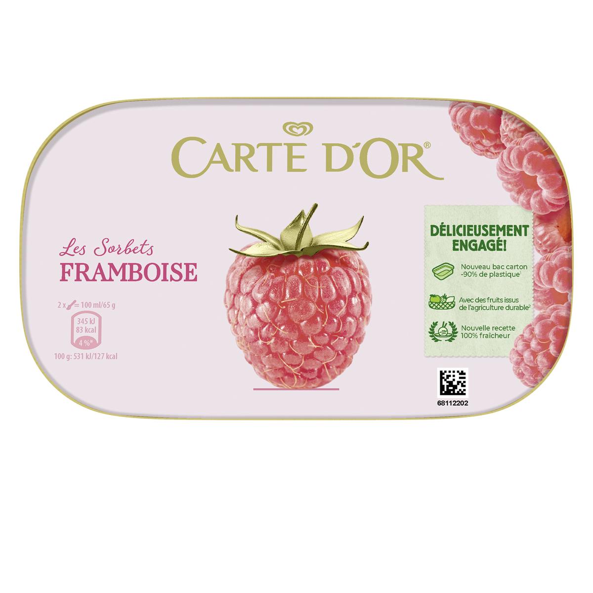 8711327386488 - Carte d'Or - Sorbet plein fruit framboise avec des morceaux de framboises 900ml