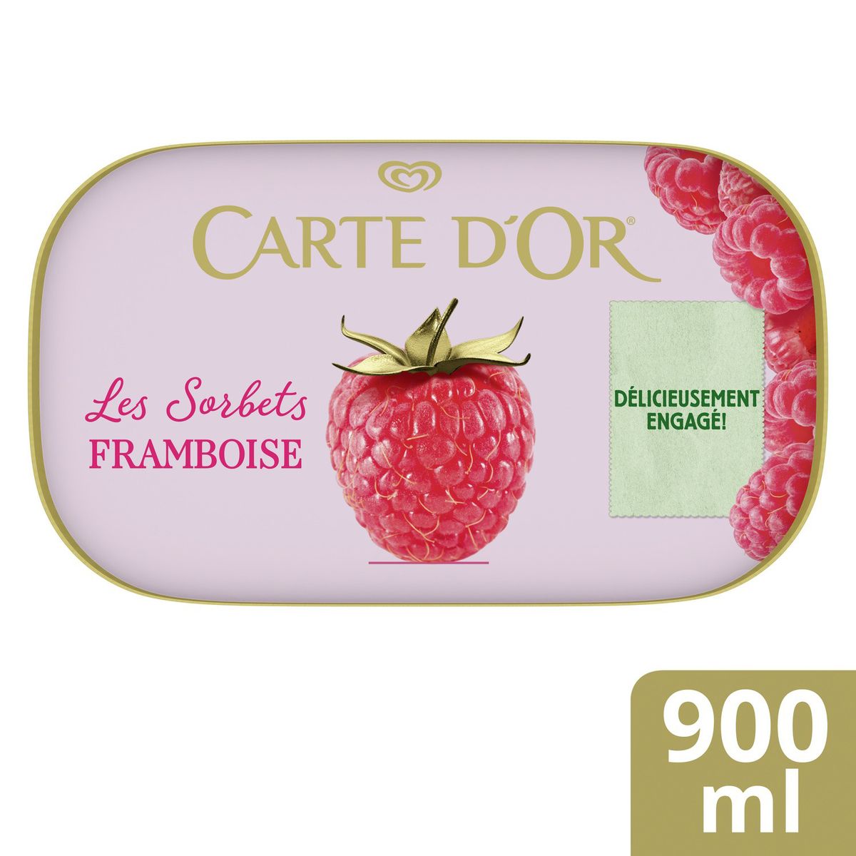 8711327386488 - Carte d'Or - Sorbet plein fruit framboise avec des morceaux de framboises 900ml