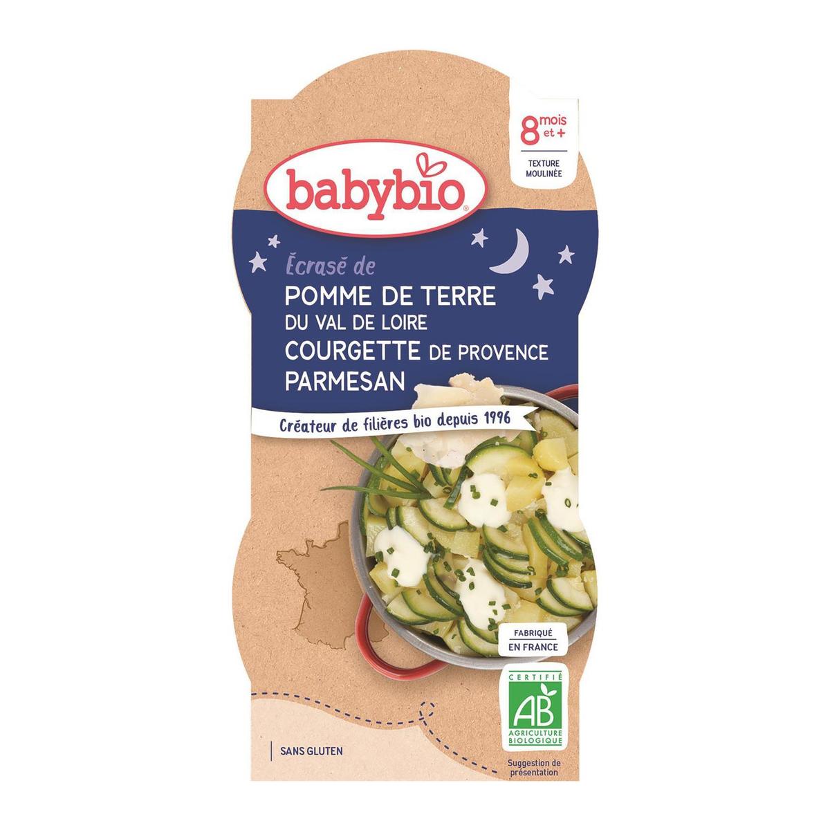 3288131520889 - Babybio - Ecrasé de Pomme de terre, Courgette et Parmesan Bio Bol Bébé Dès 8 mois