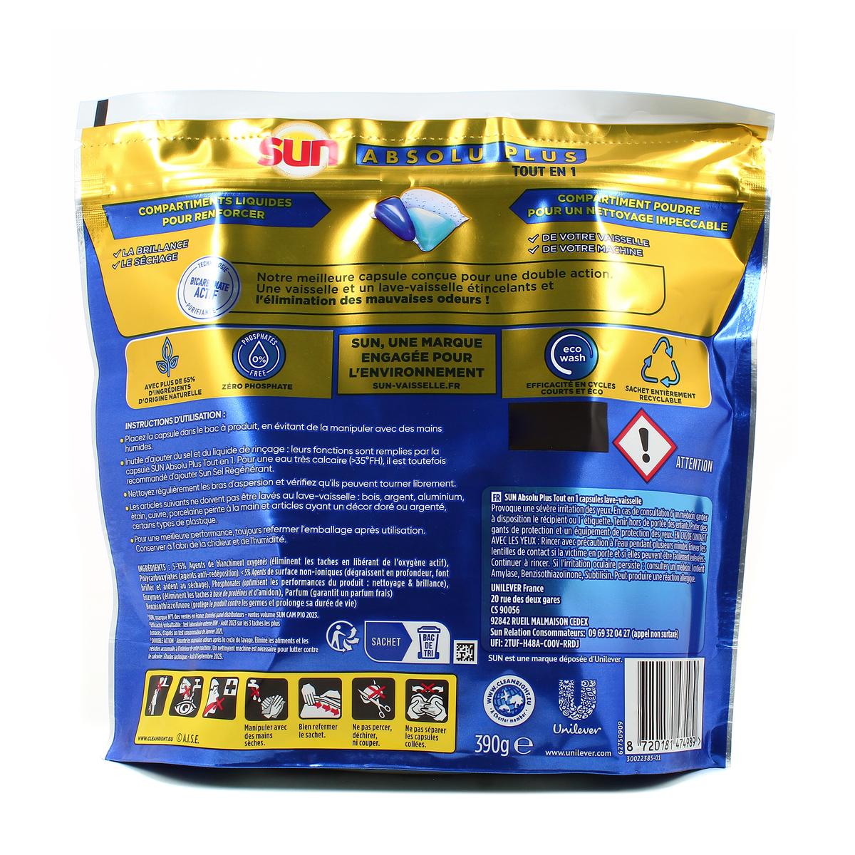 8720181474989 - Sun - Capsule lave vaisselle tout en 1 Double Action