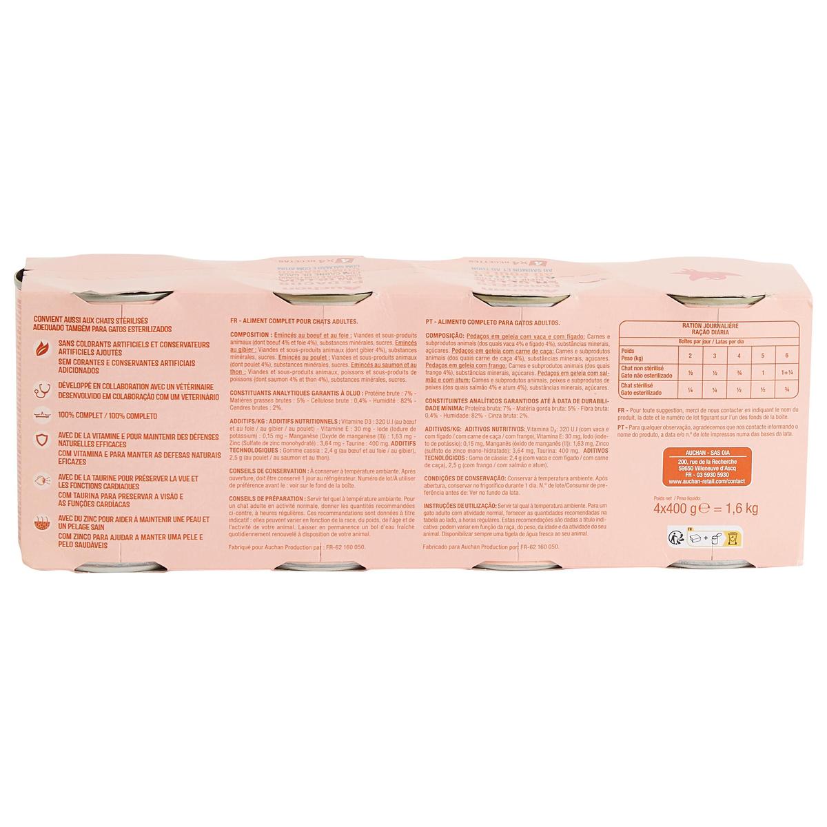 3596710485789 - Auchan - Boites Emincés en gelée multi-variétés pour chat et chat stérilisé