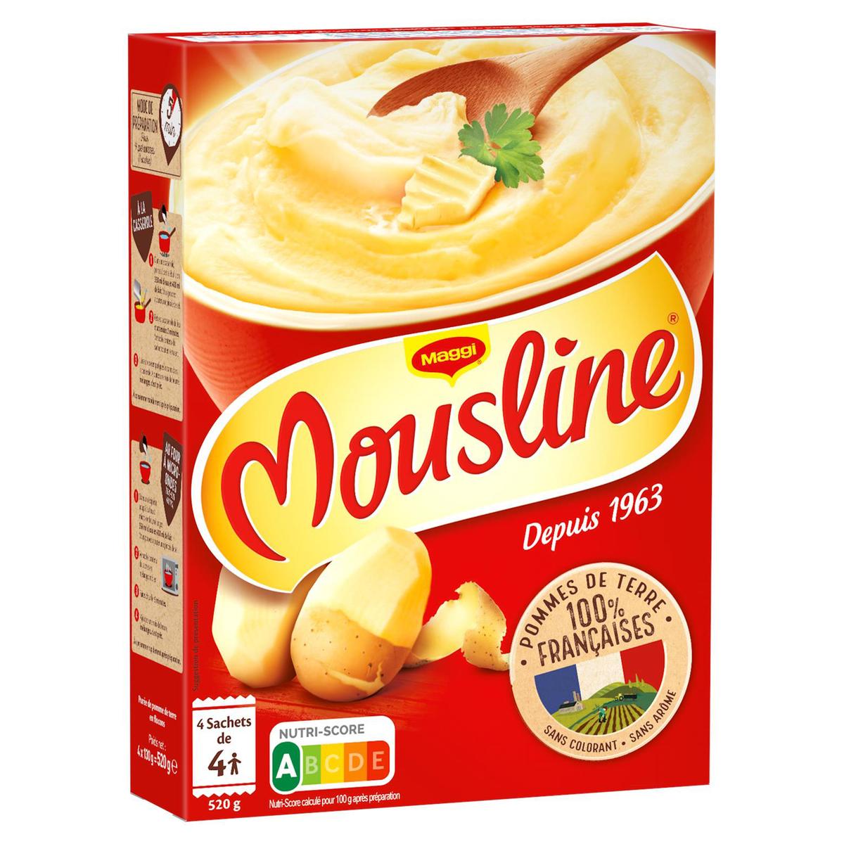 7613035149489 - Mousline - Purée en flocons nature 4 sachets pour 4 personnes 4x130g