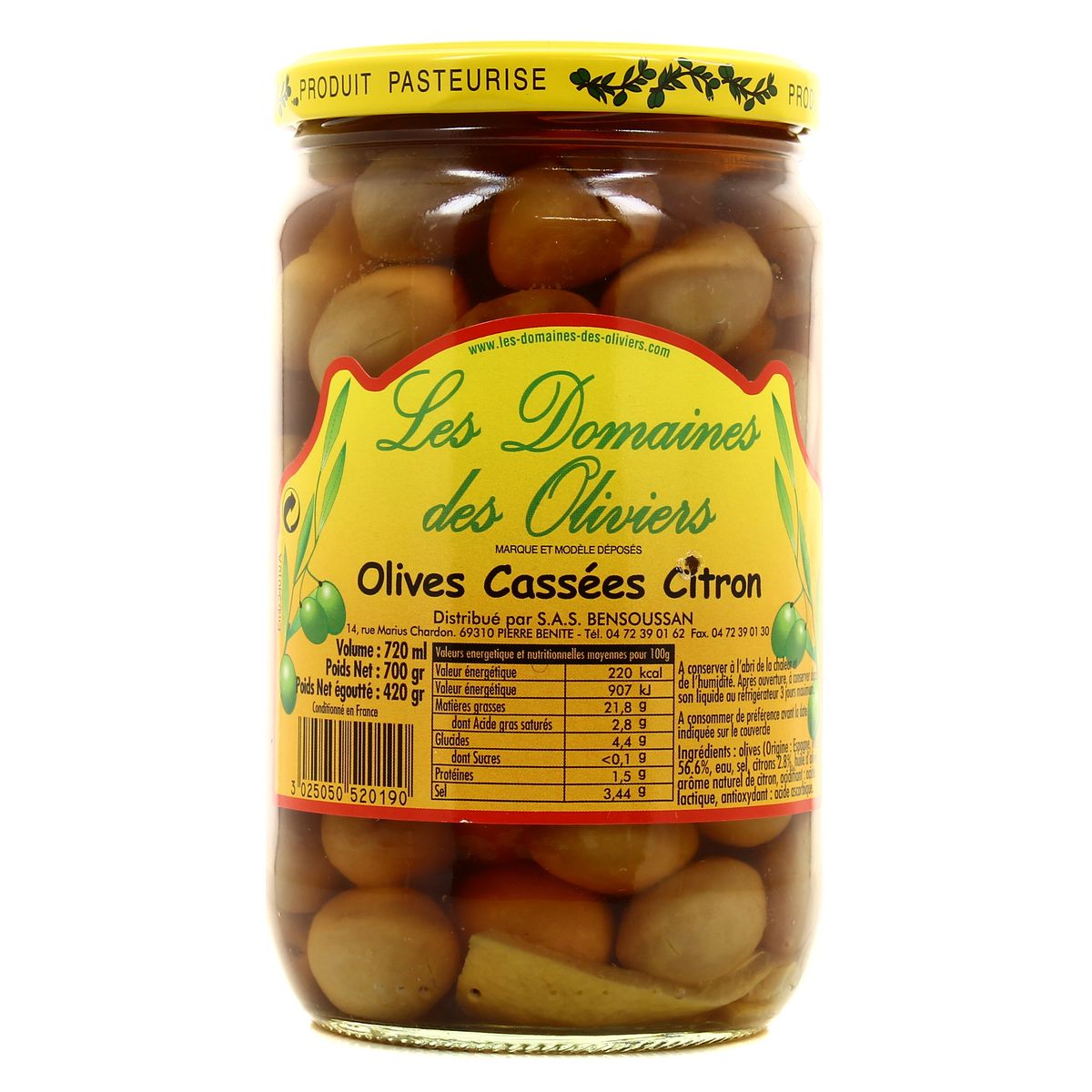 3025050520190 - Les Domaines des Oliviers - Olives cassées au citron