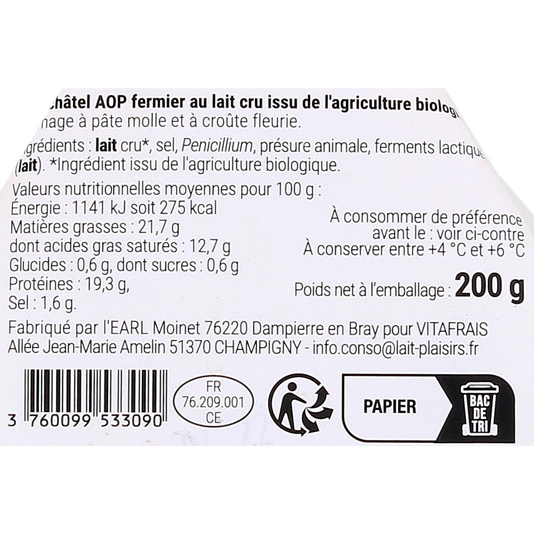 3760099533090 - Lait Plaisirs - Neufchâtel Fermier Bio au Lait Cru AOP
