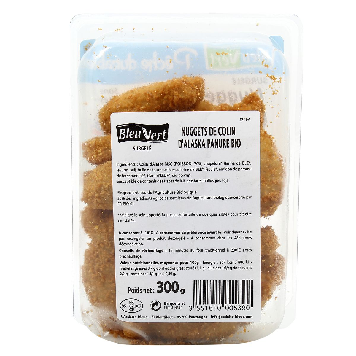 3551610005390 - Bleu Vert - Nuggets de Colin d'Alaska MSC Panure Bio