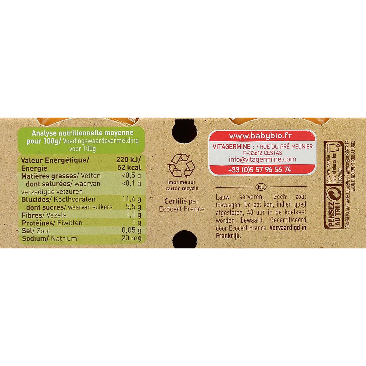 3288131510491 - Babybio - Patate Douce des Landes Bio Pot Bébé Dès 4 mois