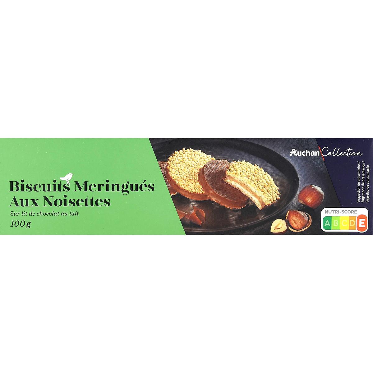 3596710490691 - Auchan Collection - Biscuits meringués aux noisettes sur lit de chocolat au lait
