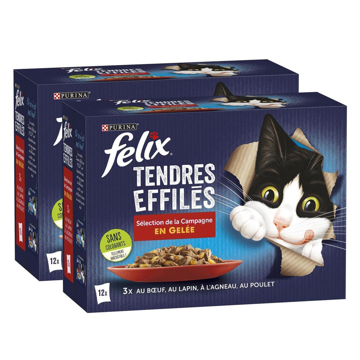 2050000394591 - Purina - Félix - Sachets en Gelée Tendres Effilés Sélection Campagne 4 variétés pour chat