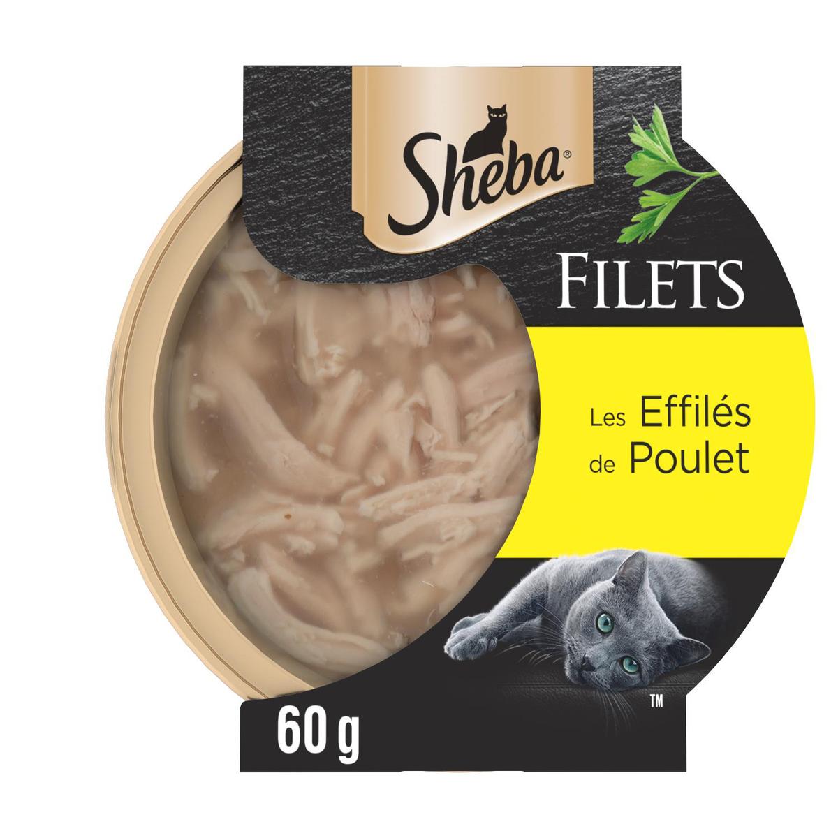 4008429134791 - Sheba - Filets - Barquette Effilés de Poulet pour Chat Adulte