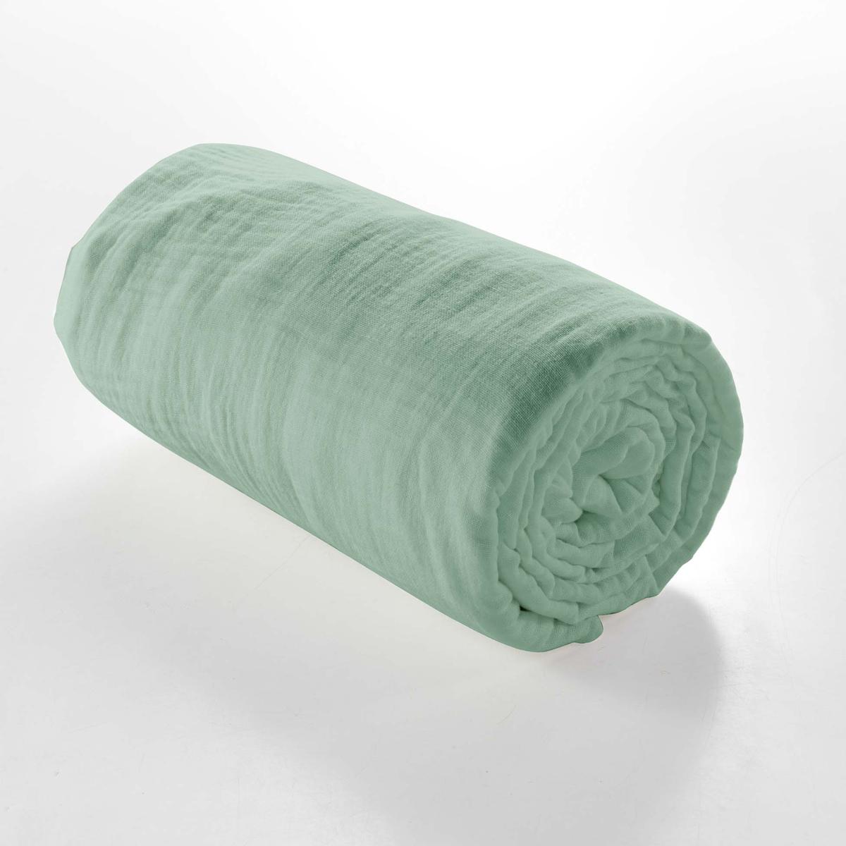 3574386448291 - Douceur D Interieur - Drap housse gaz sauge 2 personnes