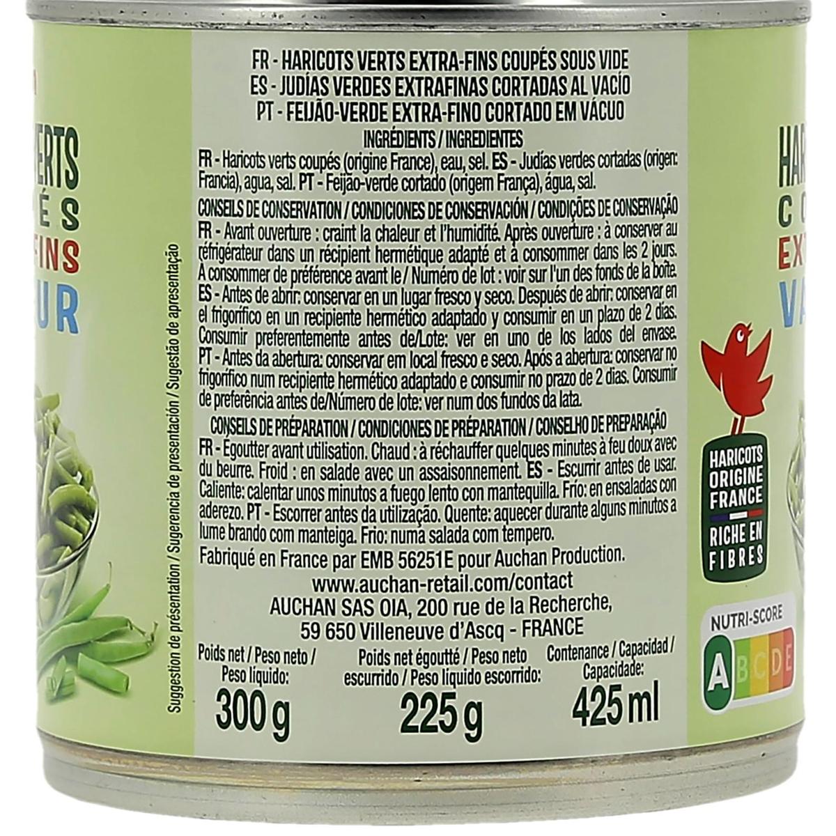 3596710489091 - Auchan - Haricots verts coupés extra fins vapeur