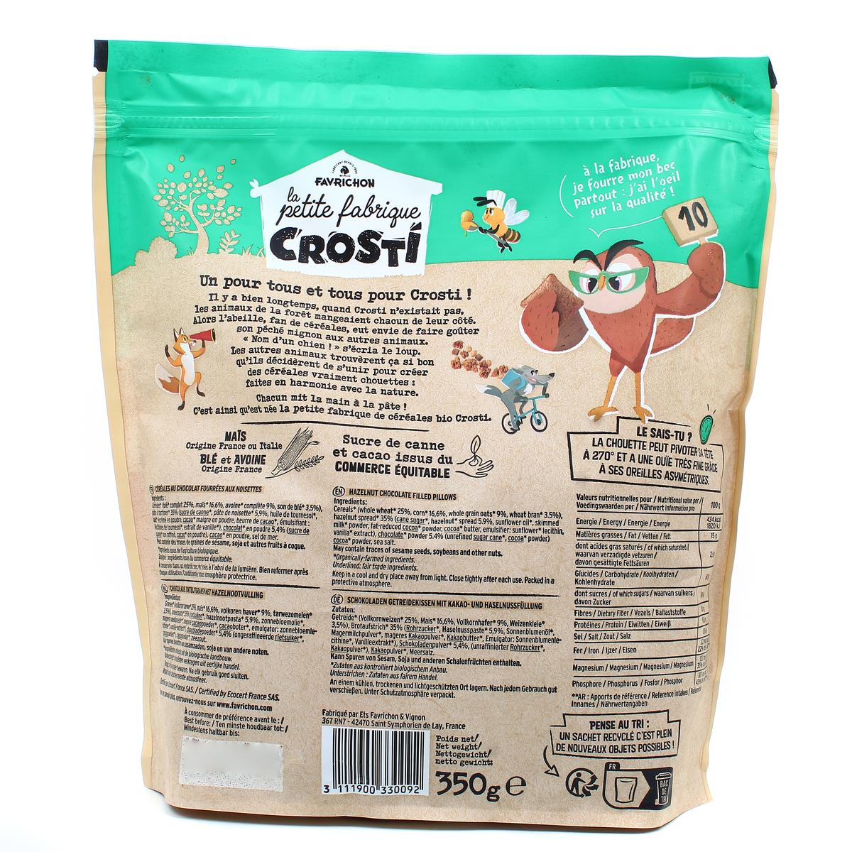 3111900330092 - Favrichon - Crosti crush Céréales choco fourrés noisettes bio