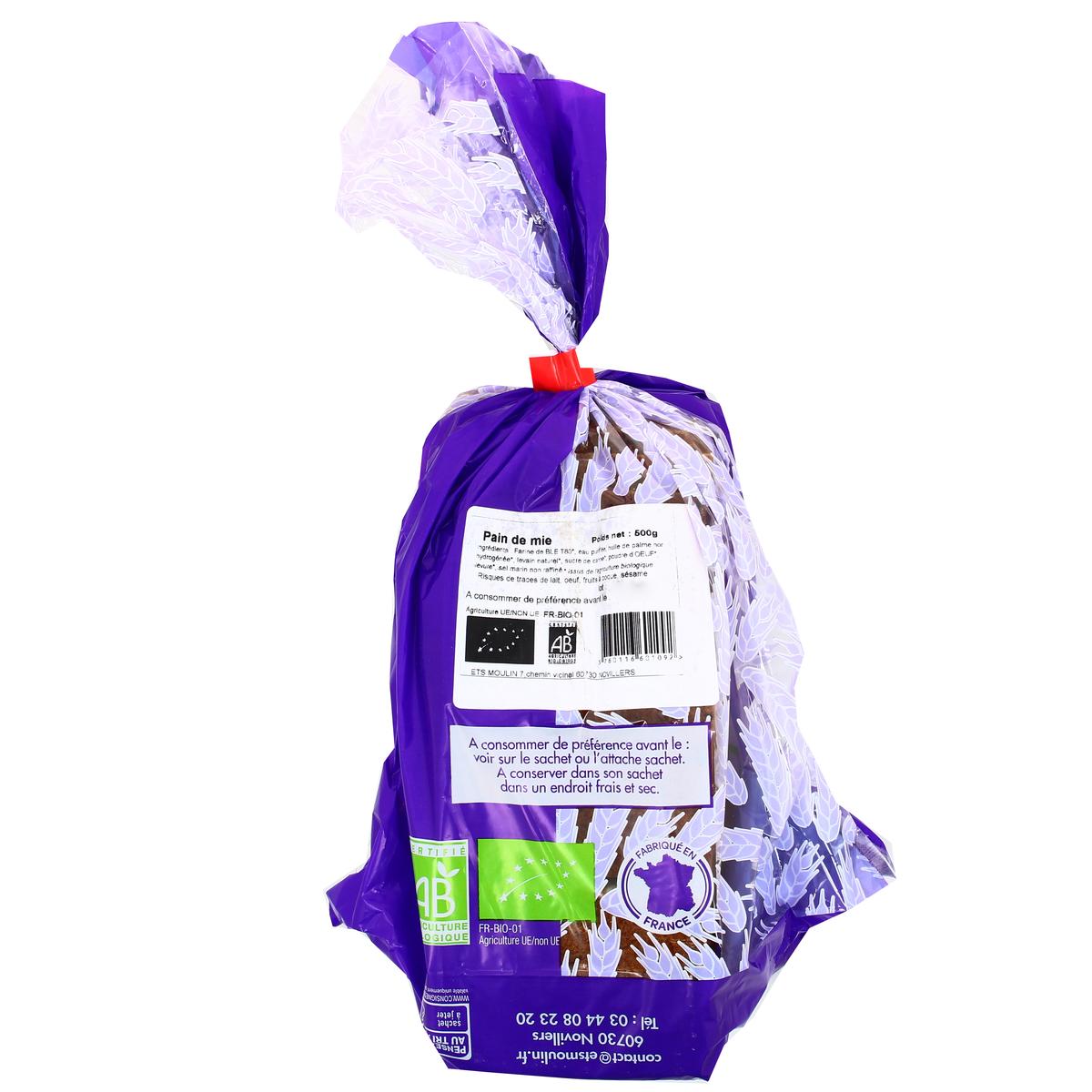 3760116601092 - Etablissements Moulin - Pain de Mie Tranché Bio
