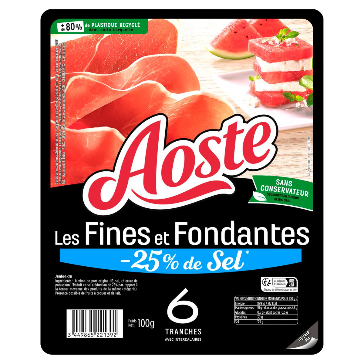 3449865221392 - Aoste - Jambon Cru Les Tranches Fines et Fondantes -25% de sel*