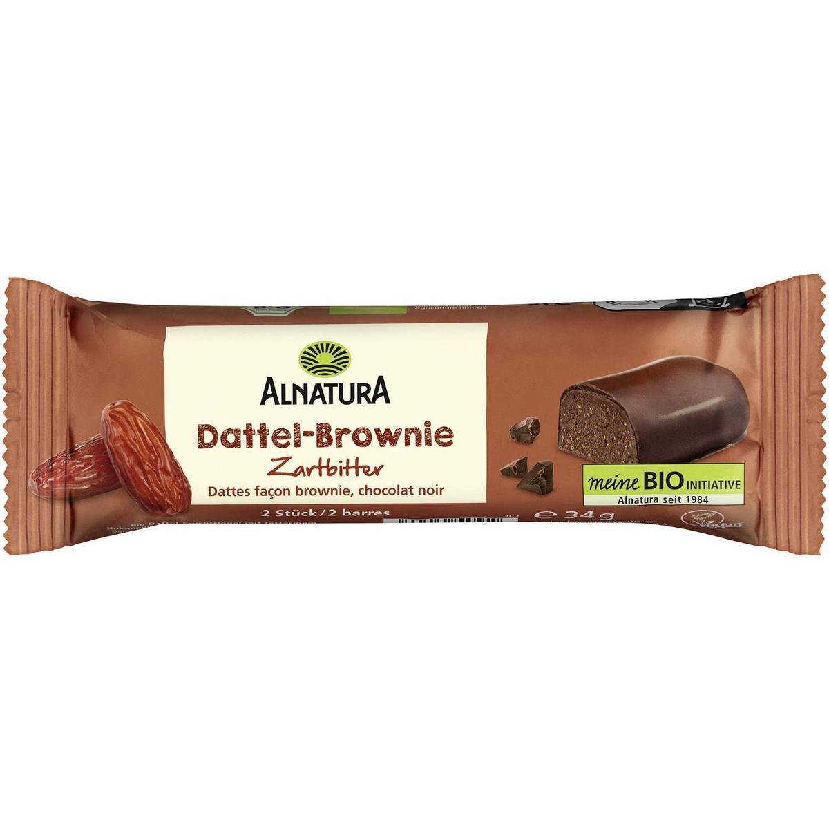 0000040045092 - Alnatura - Barre Dattes Façon Brownie, Chocolat noir Bio