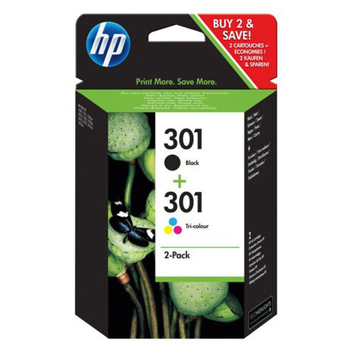 Pack 2 Cartouches 301XL Noir et Couleurs COMPATIBLE HP (Hewlett