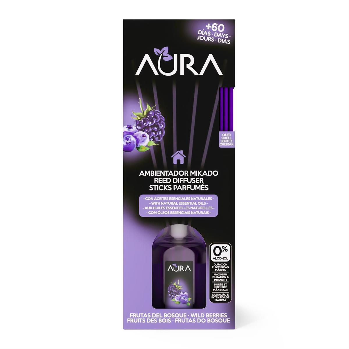 8436535312493 - Aura - Diffuseur Sticks Parfumés Aux Huiles Essentielles Naturelles Fruits Des Bois