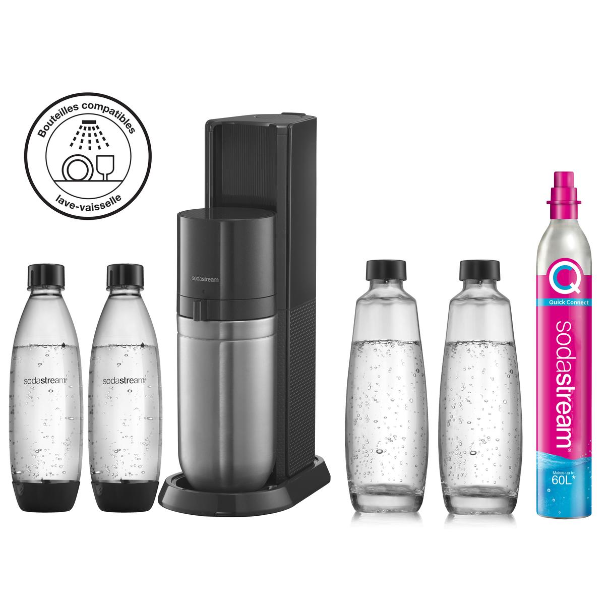 Sodastream - Bouteille d'eau réutilisable en plastique à gazéifier (1L,  sans BPA, passe au lave-vaisselle, couleur noire) : : Cuisine et  Maison