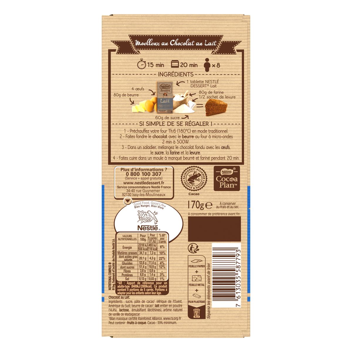 7613035587793 - Nestlé Dessert - Chocolat pâtissier au lait 