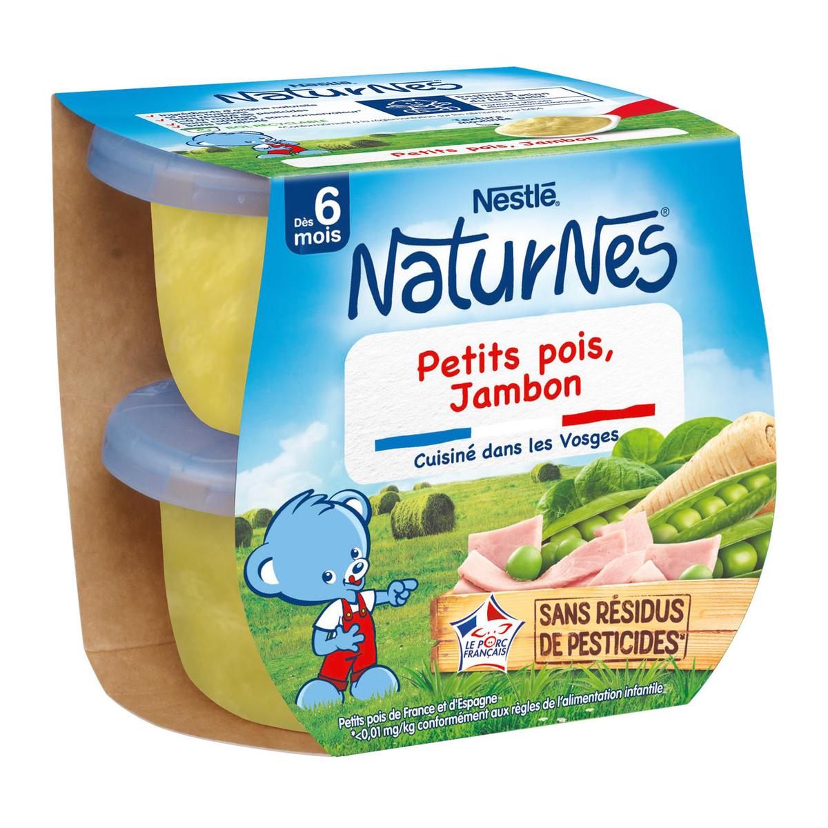 Achat Nestlé - Naturnes Petits pois jambon Bol Bébé Dès 6 mois, 2x200g