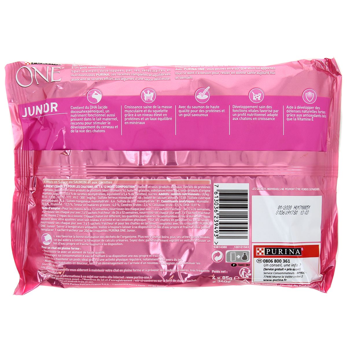 7613036239493 - Purina - One - Sachets en sauce Effilés Saumon pour chaton