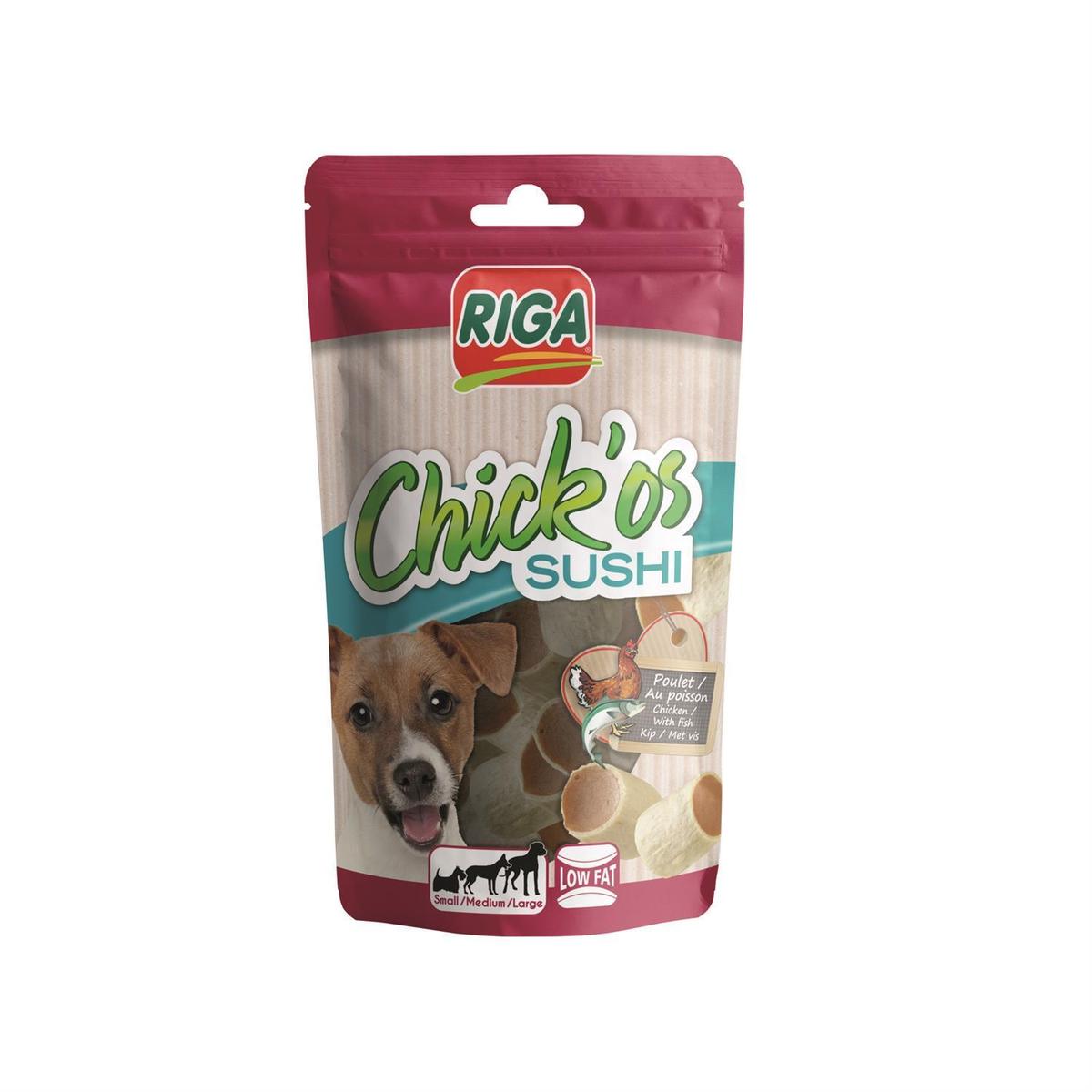 3166780040494 - Riga Chick'Os - Friandise Sushi - Poulet et Poisson - Récompense pour chien