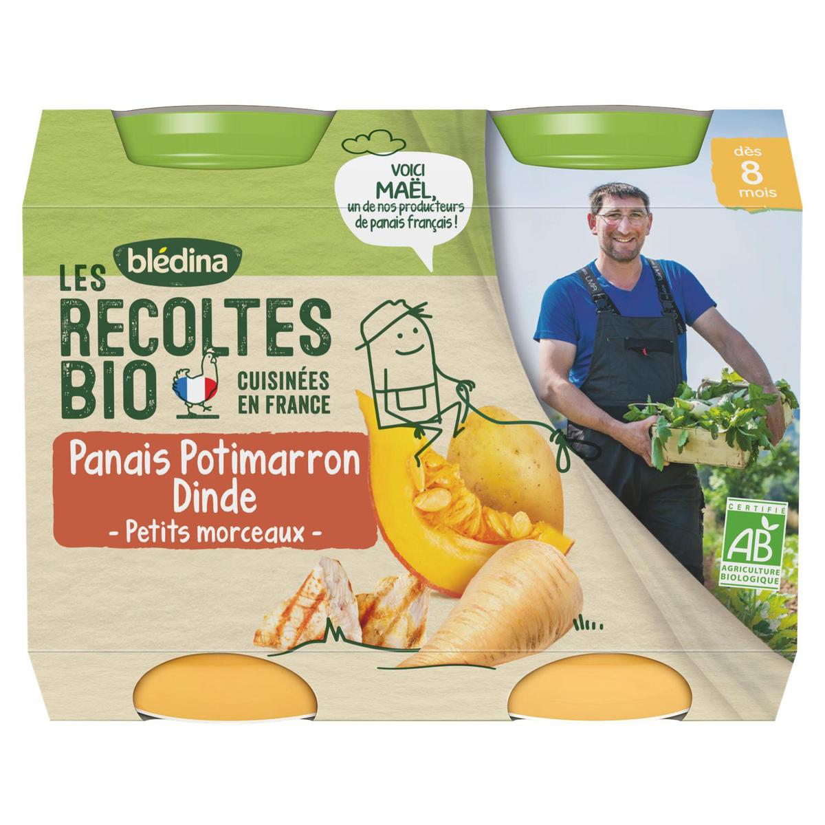 3041091672094 - Blédina - Les Récoltes Bio - Panais, Potimarron et Dinde Bio Pot Bébé Dés 8 mois