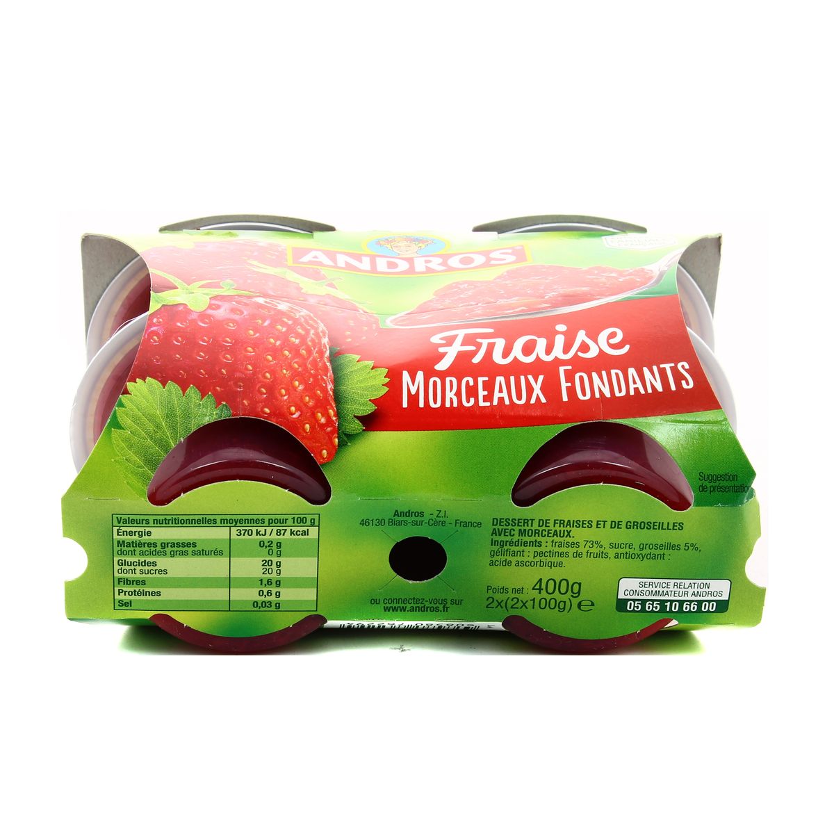 Yaourt aux fruits avec morceaux fraise - Délisse - 4 x 125 g
