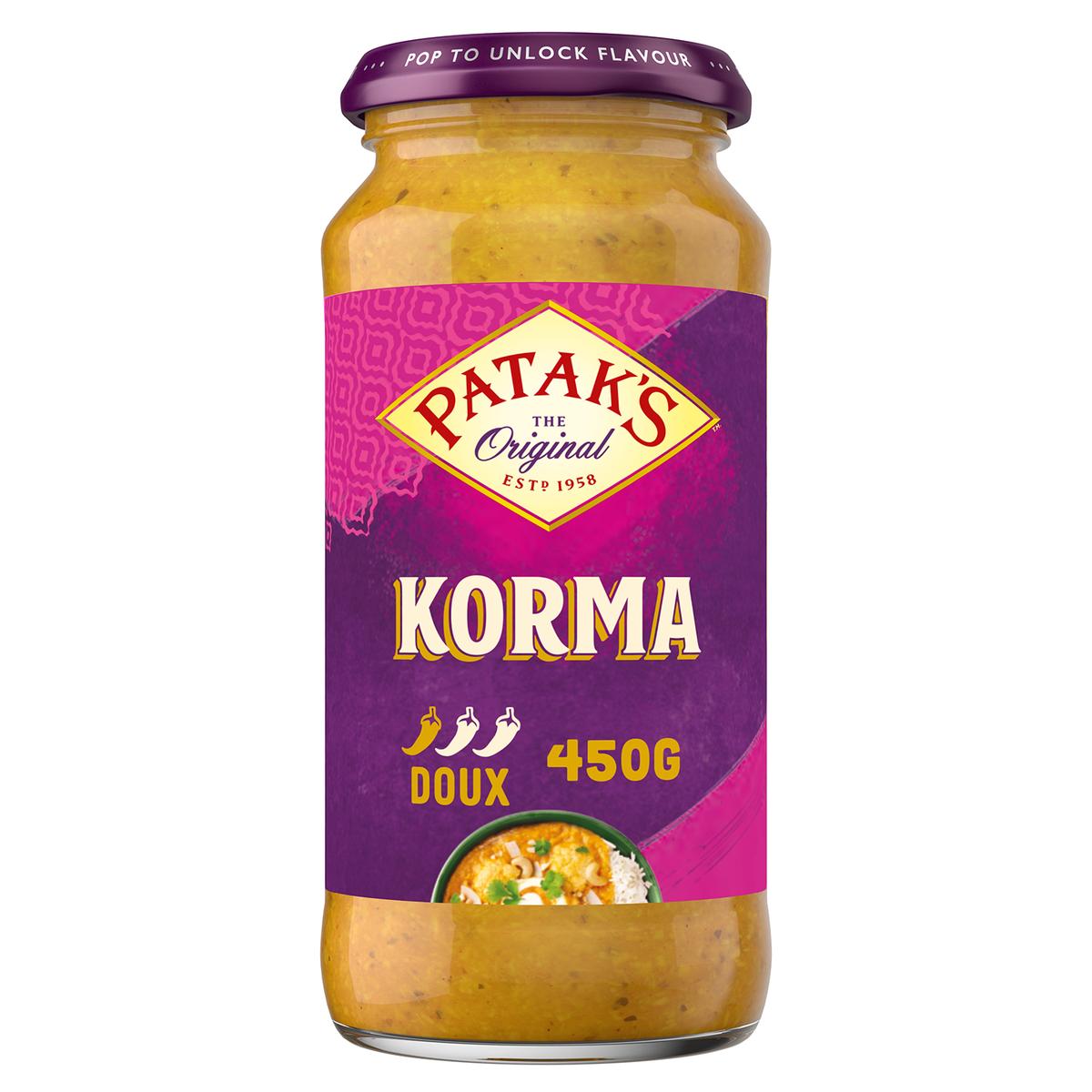 Acheter Patak's Original Sauce Korma - Sauce Curry Doux Indienne, 450g