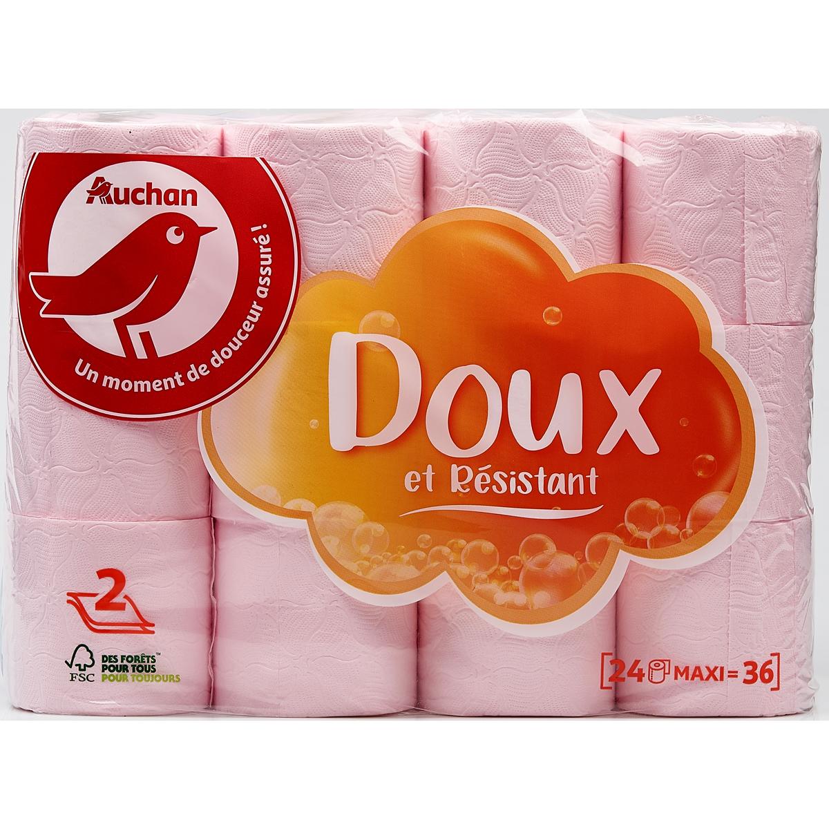 3596710478194 - Auchan - Papier toilette rose maxi doux et résistant 2 épaisseurs