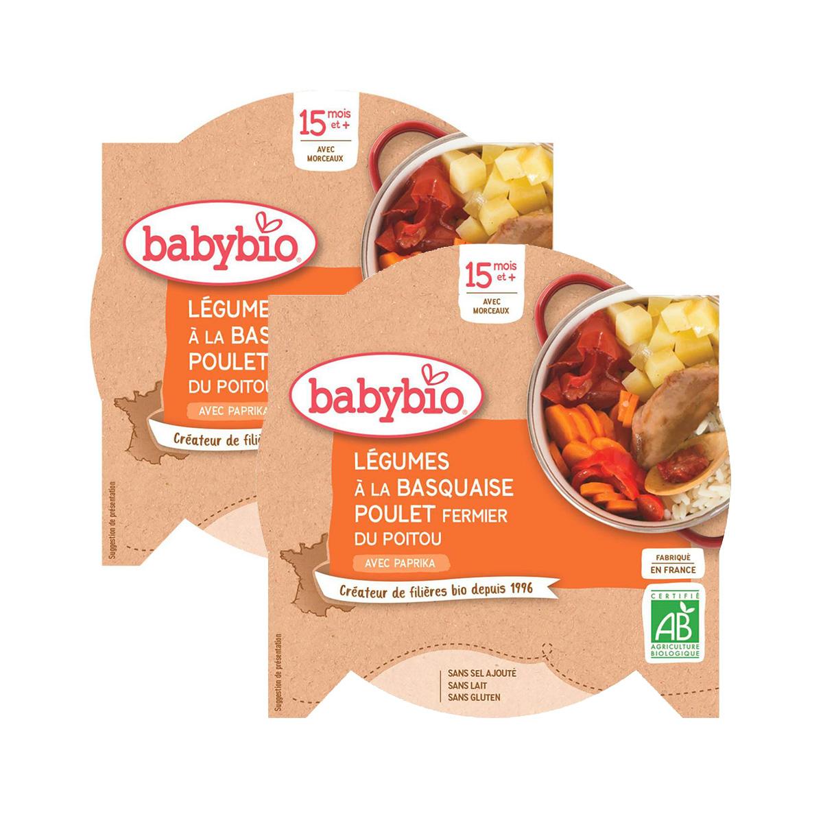 2050000394195 - Babybio - Légumes à la Basquaise, Poulet de nos régions Bio Assiette Bébé Dès 15 mois