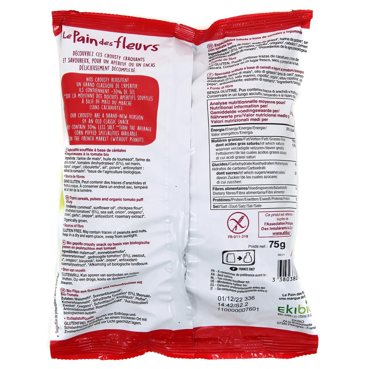 3380380096495 - Le pain des fleurs - Crousty apéritif Tomate Origan bio