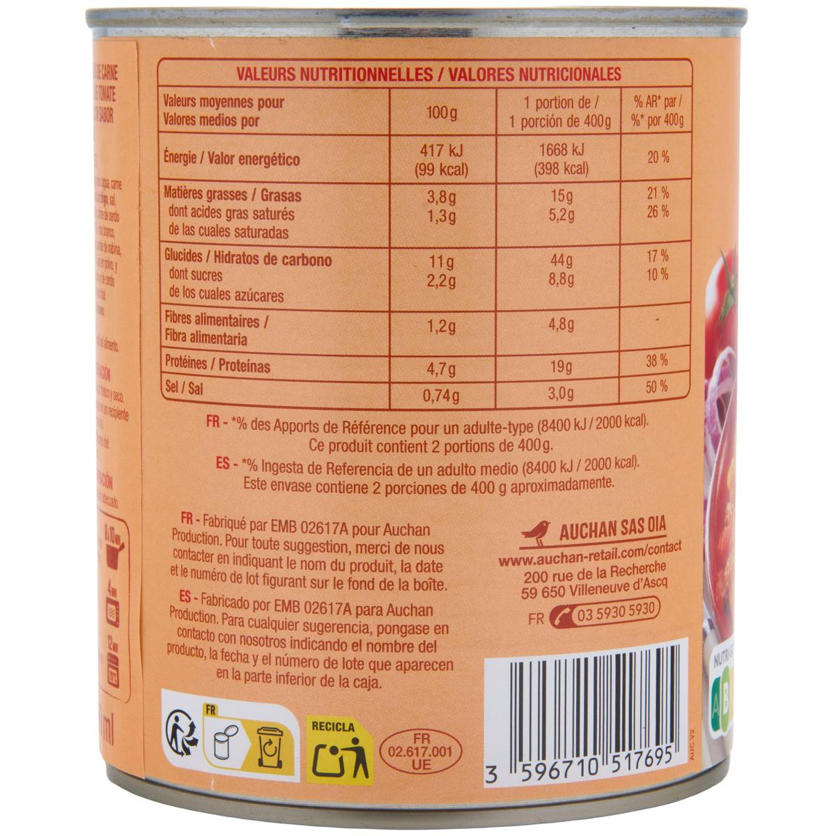 3596710517695 - Auchan - Ravioli à la bolognaise