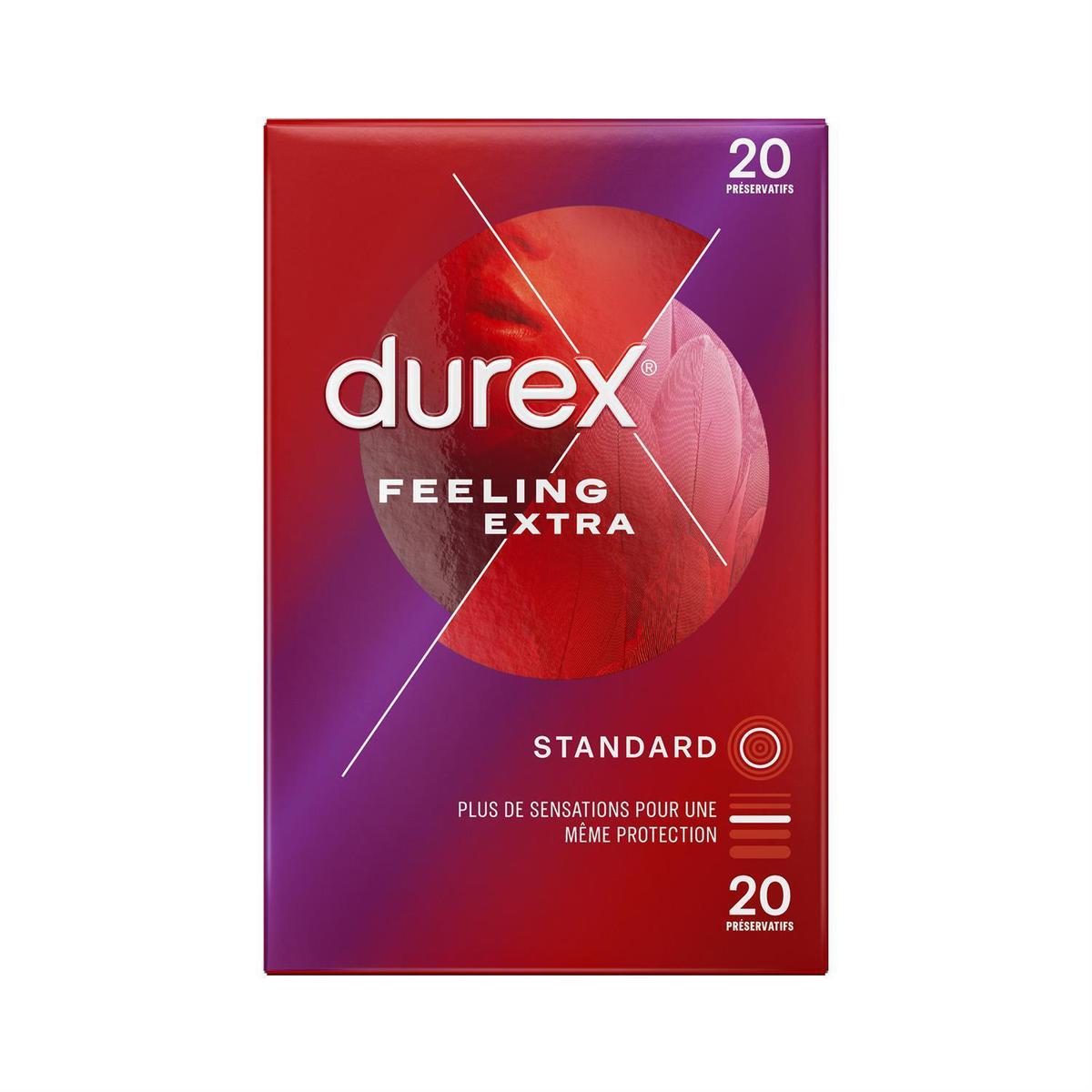 Durex Préservatifs Feeling Extra - 20 Préservatifs Fins et Extra