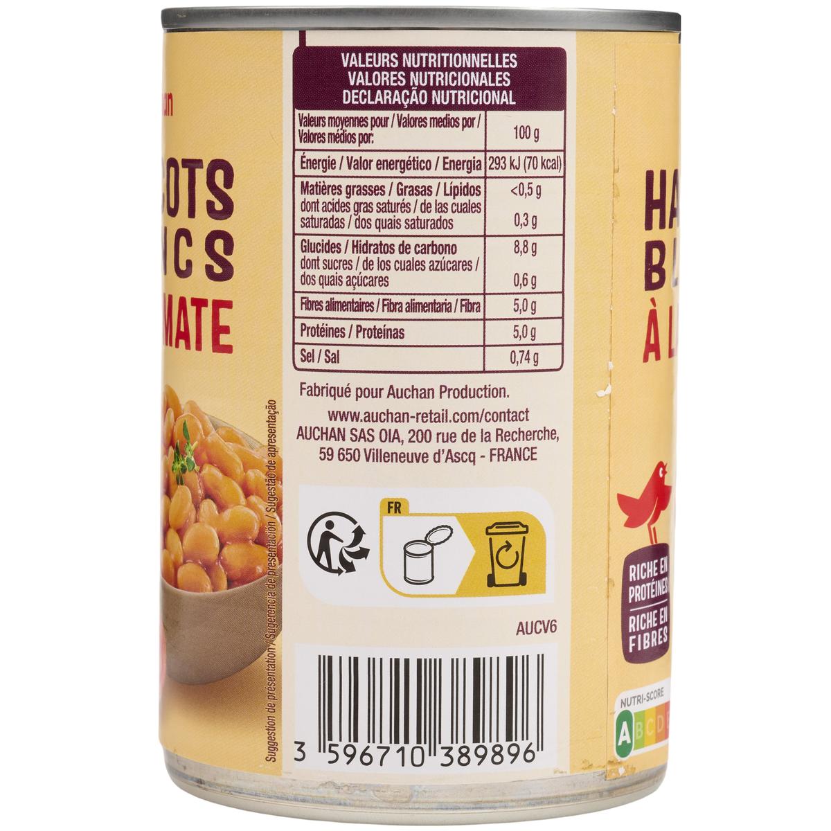 3596710389896 - Auchan - Haricots blancs à la tomate