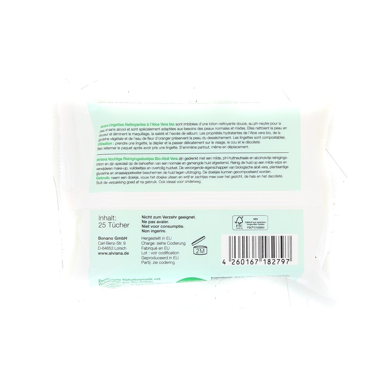 4260167182797 - Alviana - Lingettes nettoyantes à l'aloé Vera bio