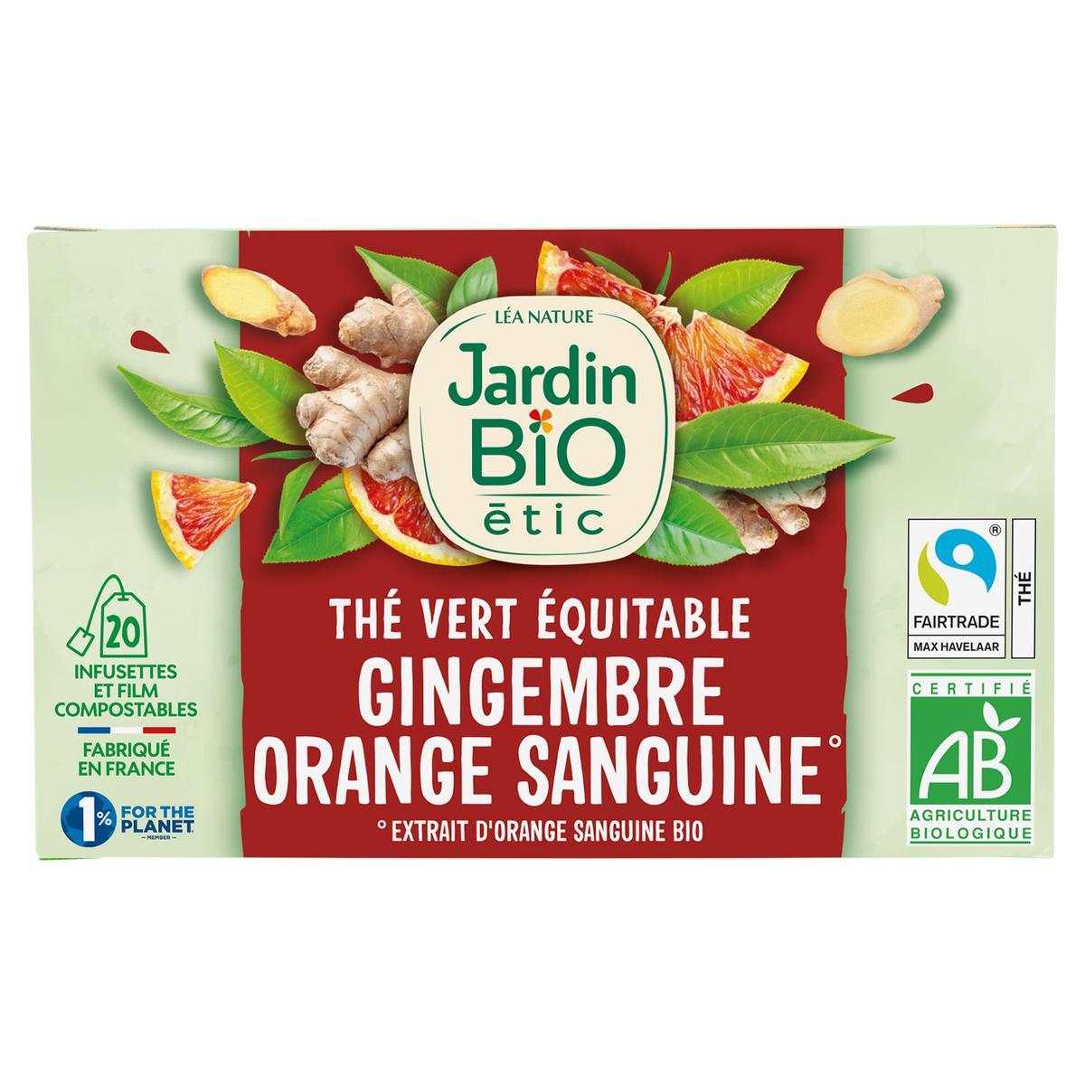 3456300010398 - Jardin Bio Etic - Thé vert Gingembre Saveur Orange Sanguine Bio - 20 sachets