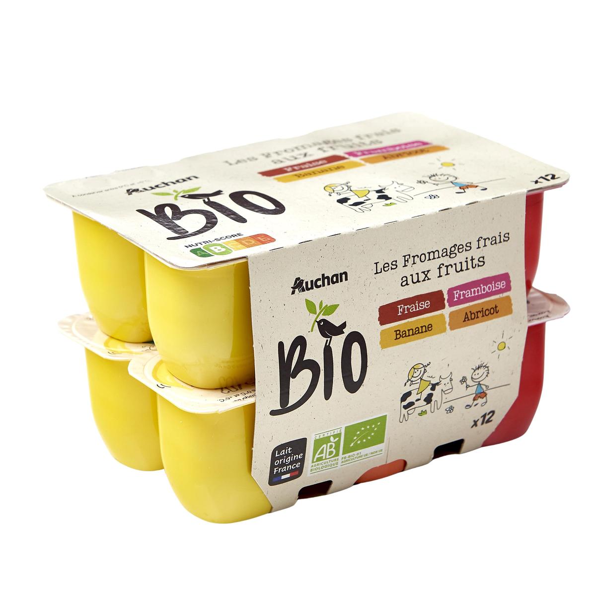 3596710490998 - Auchan BIO - Fromage frais Bio aux fruits fraise framboise abricot banane