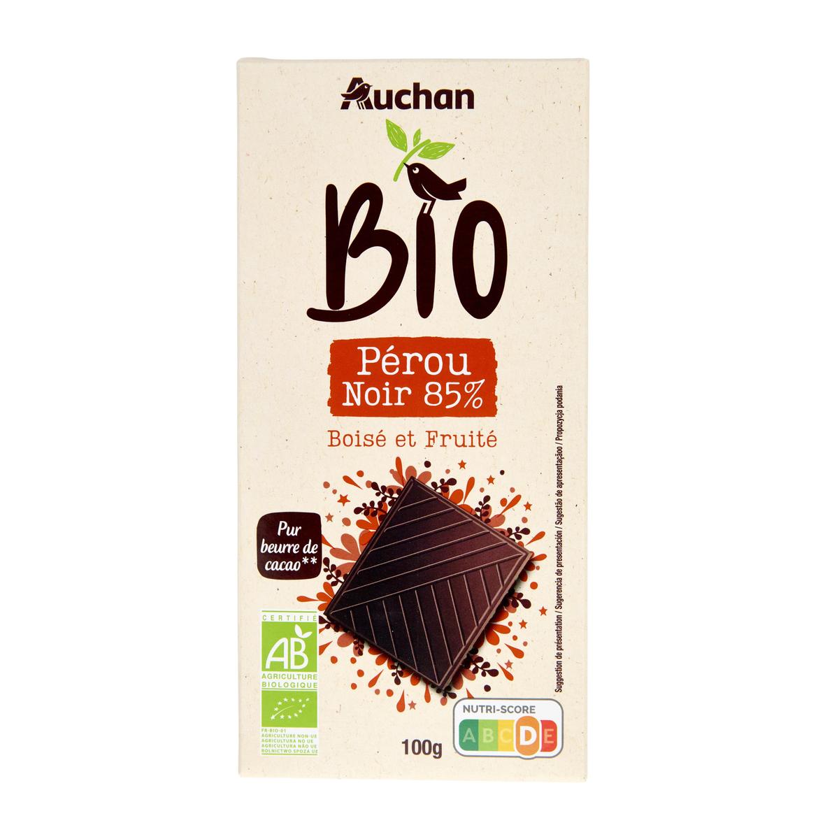3596710512898 - Auchan BIO - Tablette de chocolat noir 85% cacao Pérou bio