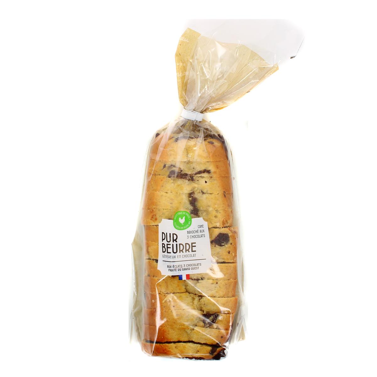 3279840006498 - Brioches Fonteneau - Cake Brioché Tranché aux Eclats de 3 Chocolats
