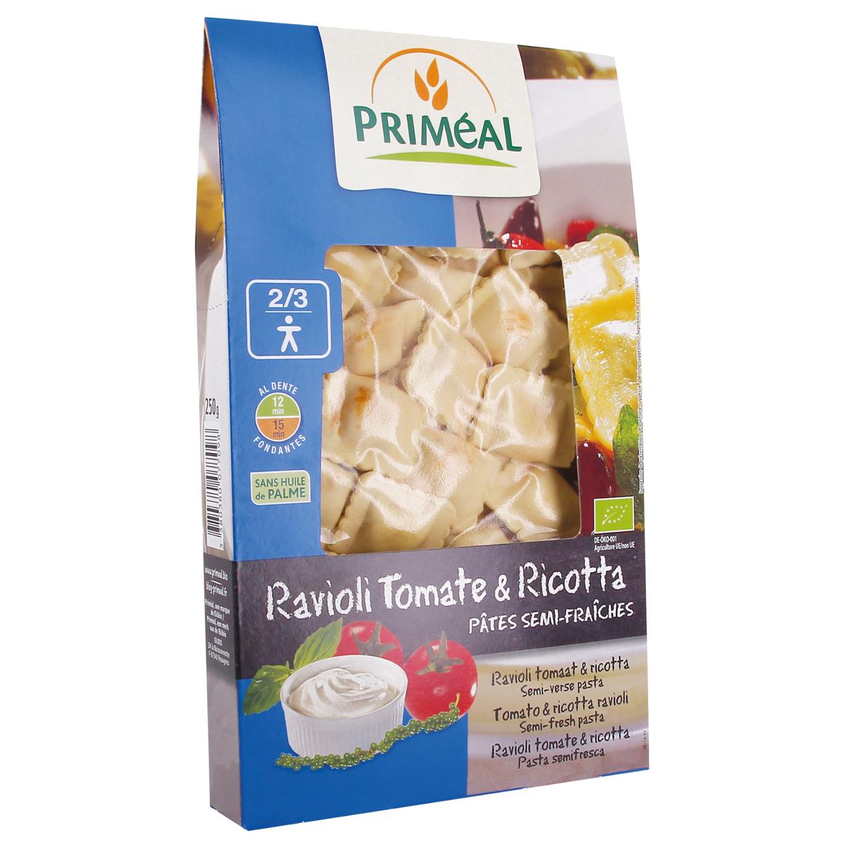 3380380077098 - Priméal - Ravioli tomate fromage bio, pâtes semi-fraîches