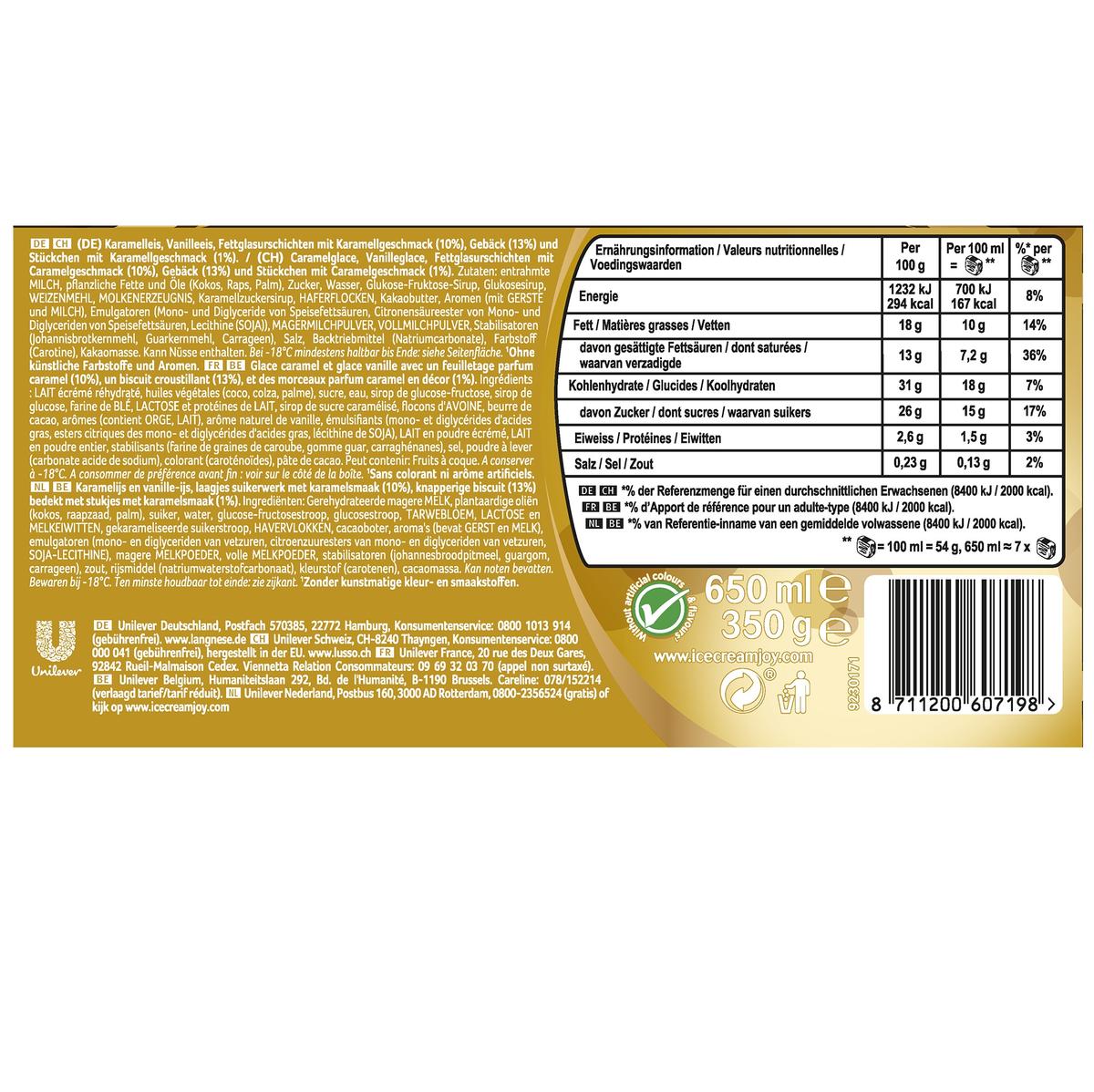 8711200607198 - Viennetta - Biscuit caramel 650ml 7 parts