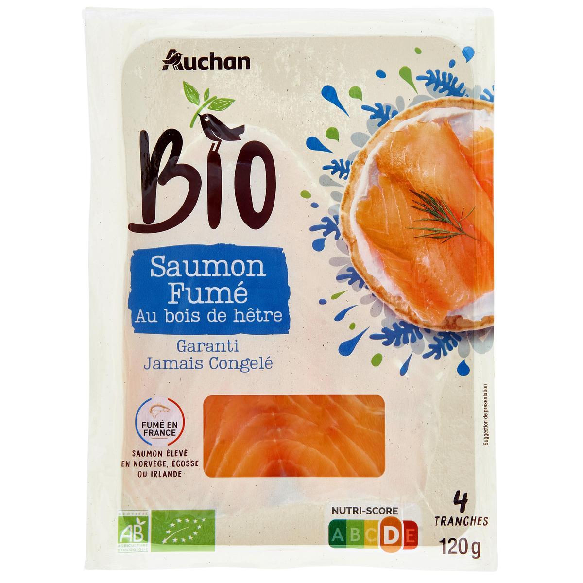 3596710337798 - Auchan BIO - Saumon Fumé Bio d'Atlantique