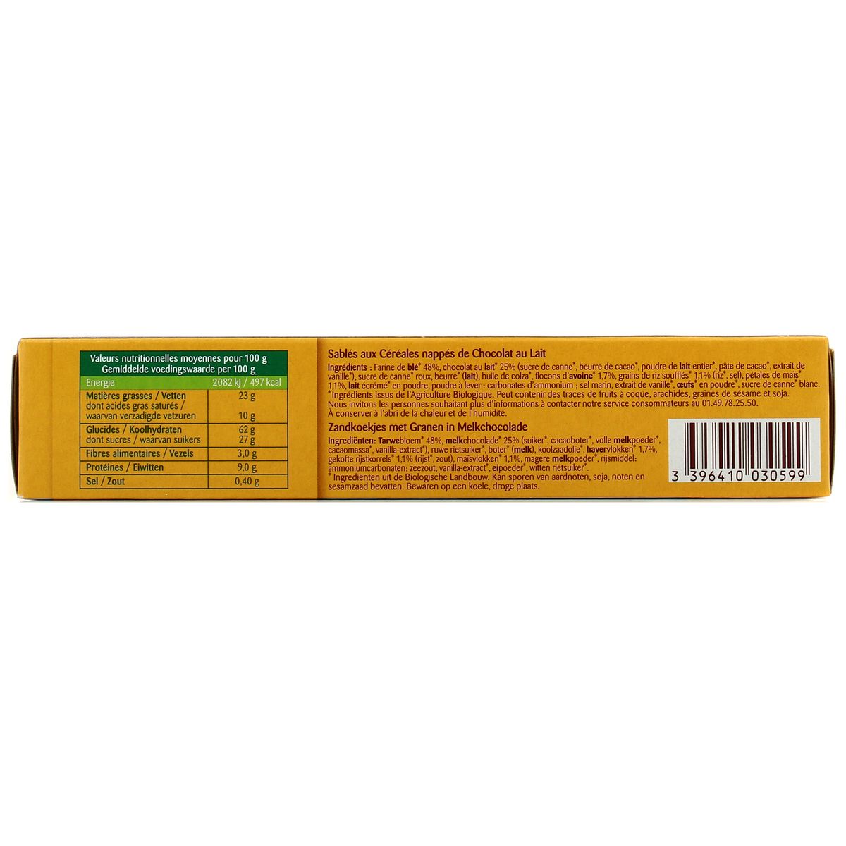 3396410030599 - Bonneterre - Sablés nappé chocolat lait bio