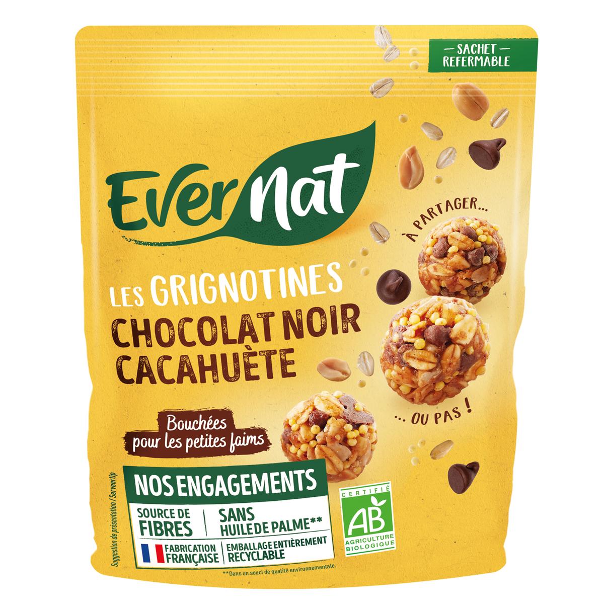 3396411252099 - Evernat - Grignotine chocolat noir cacahuète Bio
