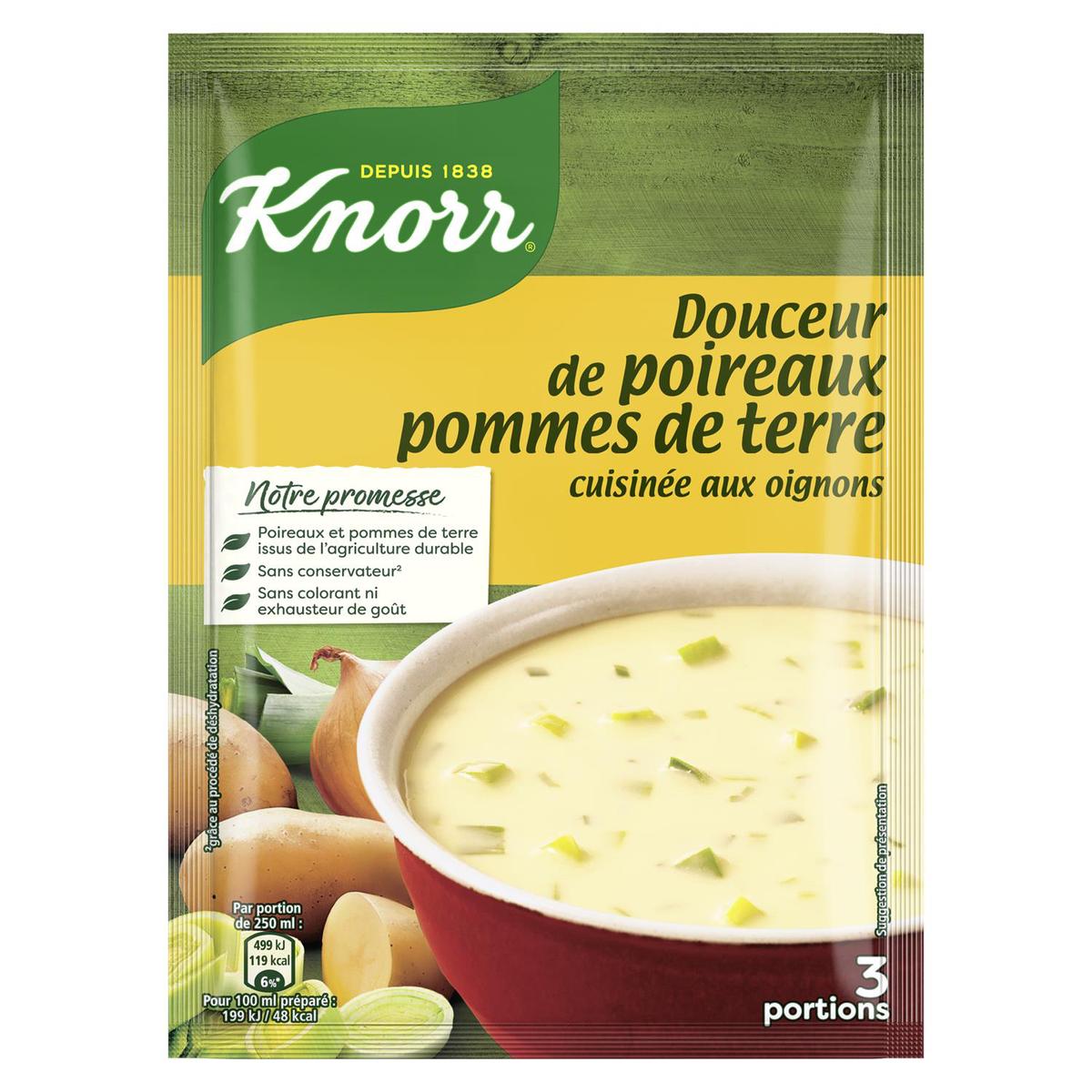 Promotion Knorr Soupe Passée Poireaux et Légumes Variés déshydratée
