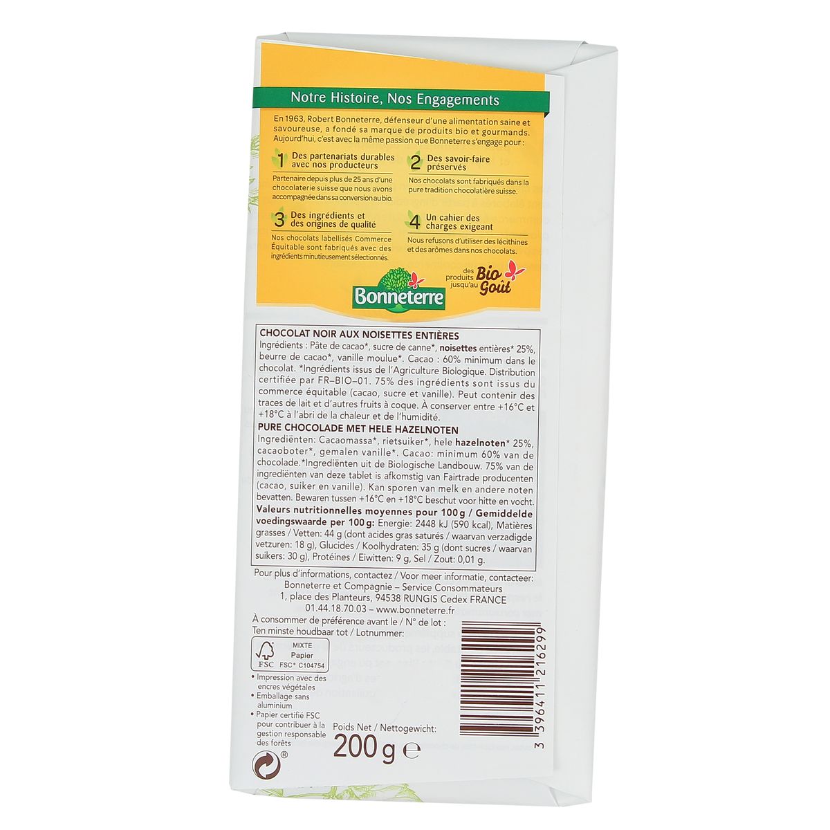 3396411216299 - Bonneterre - Chocolat Noir noisettes entières bio
